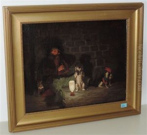 Der Strassenmusikant Und Seine Drei, Kunststuckchen Vorfuhrende, Hunde by Pierre De Salis-Soglio