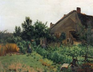 Garten Mit Bauernhaus Im Sommer