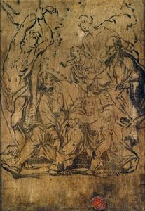 Die Funf Heiligen Von Brussel by Anthonis Sallaert
