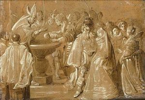 The Baptism Of A Child by Anthonis Sallaert