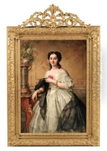 Portrait De Jeune Femme Au Chale De Dentelle by Adelaide Salles-Wagner