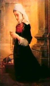 Fanciulla In Preghiera by Adelaide Salles-Wagner