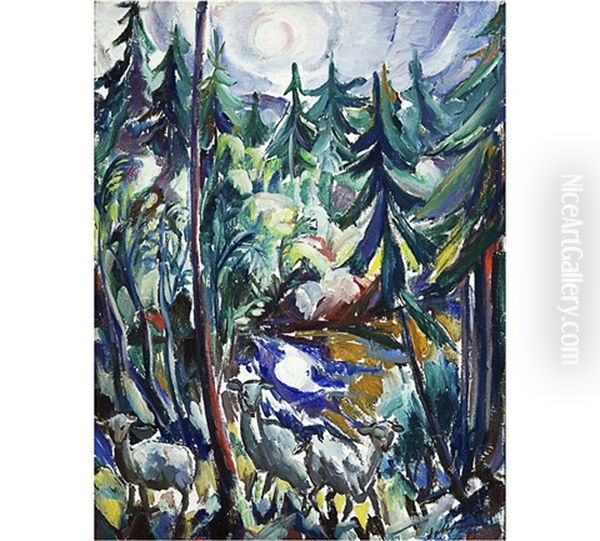 Sheep In A Forest (+ Landscape From France, Verso) - view 1