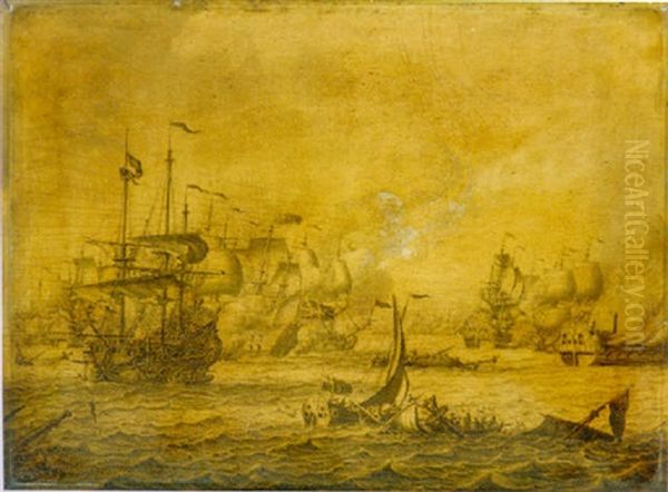 A Naval Engagement Between English And Dutch Men-of-war - view 1