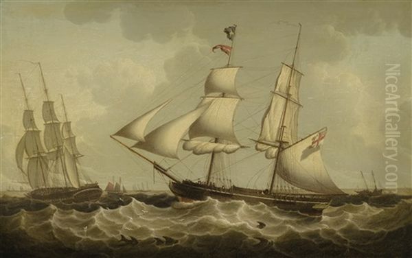 A British Brig And Frigate, Off The Mouth Of The Mersey - view 1