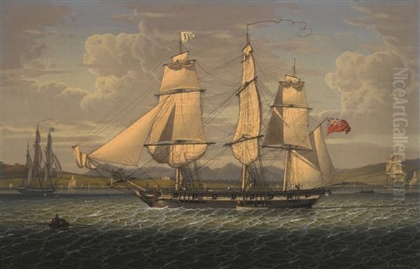 An Outward-bound, Eighteen-gun Merchantman At The Tail Of The Bank, Portrayed In Three Positions - view 1