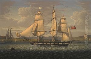 An Outward-bound, Eighteen-gun Merchantman At The Tail Of The Bank, Portrayed In Three Positions by Robert Salmon