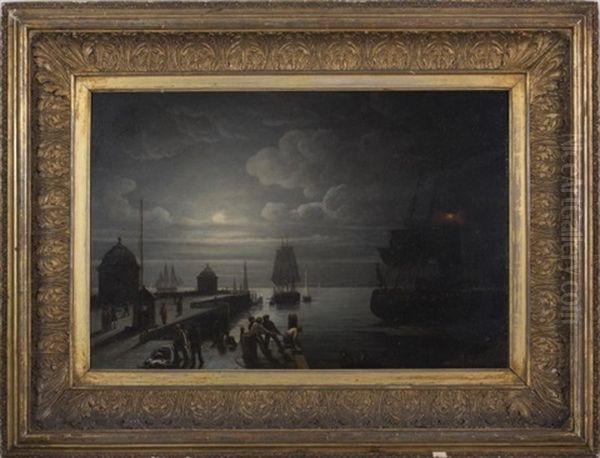Moonlight Scene With Figures On The Quay At Ramsgate - view 1