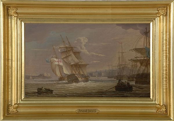 Shipping Off Greenwich, Depicting An Active Harbor View With Greenwich In The Distance - view 1