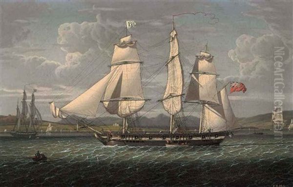 An Outward-bound 18-gun Merchantman At The "tail Of The Bank" Portrayed In Three Positions - view 1
