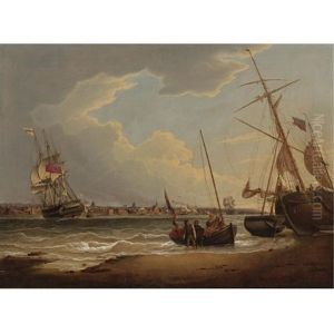 The Ship "liverpool" In The Mersey, Seen From The Wallasey Foreshore by Robert Salmon