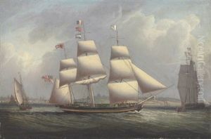 The Ship Algonquin Of The Cape Packet Line Departing Liverpool In Two Positions by Robert Salmon