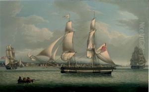 The Snow "hellen" Of Glasgow In Two Positions In The Mersey Off Liverpool by Robert Salmon