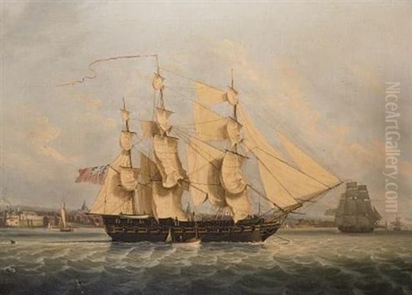 A Privateer Anchored In The Mersey And Drying Her Sails In A Fresh Breeze - view 1