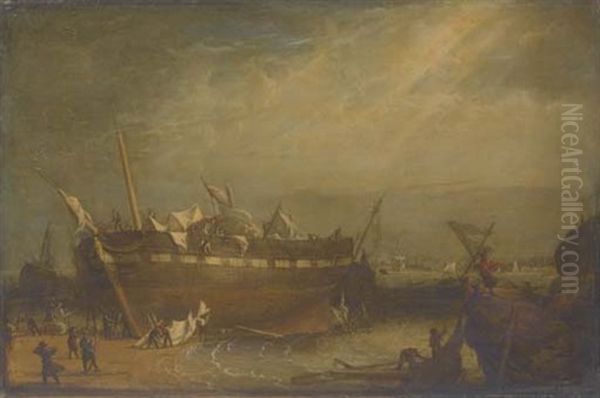 A Shipwreck At The Entrance To The River Tyne by Robert Salmon