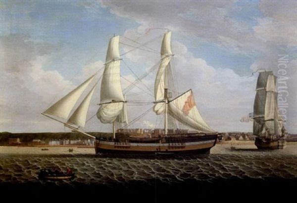 A Departing Brig Off Maryport Harbor - view 1