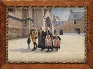 Famille Bretonne Allant A La Messe