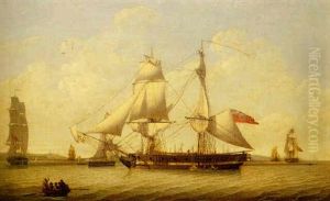 An 18-gun Snow Departing From The River Mersey by Robert Salmon