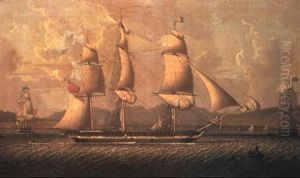 An 18 Gun Sloop Of War Coming To Anchor In The Clyde