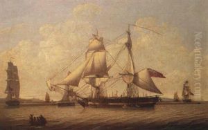 An 18-gun Snow Departing From The River Mersey by Robert Salmon