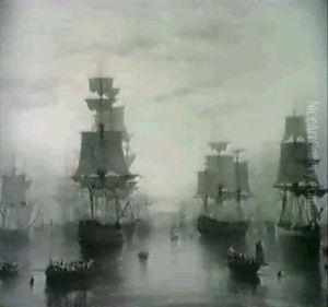A British Military Flotilla, Sunset