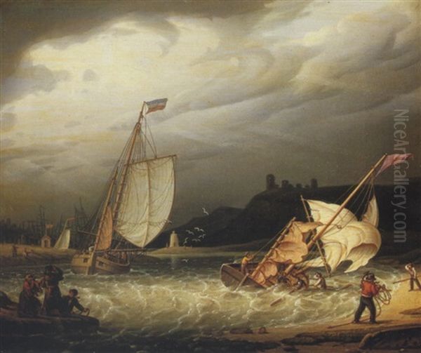 Fishermen On The Scottish Coast With Approaching Storm - view 1