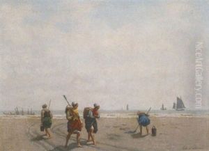 Fischerfrauen Am Strand by Theodore Frederic de Salmon