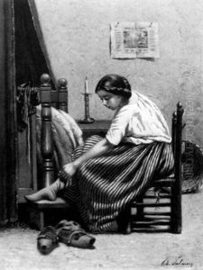 Jeune Fille Enfilant Ses Bas by Theodore Frederic de Salmon