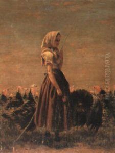 La Gardeuse De Dindons by Theodore Frederic de Salmon