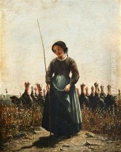 Bondflicka Med Kalkoner by Hugo Salmson