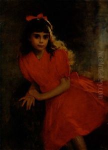 Fillette A La Robe Rouge by Hugo Salmson