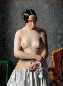 A Nude. A Young Girl Undresses by Geskel Saloman