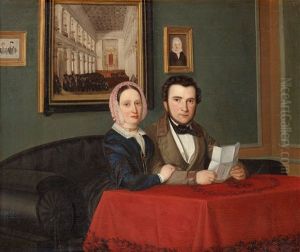 Portratt Av Moses Och Hanne Ruben, Kopenhamn by Geskel Saloman