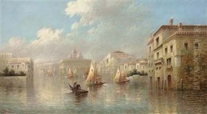 Gondolas On The Grand Canal (+ A Venetian Canal Scene, Venice; Pair)