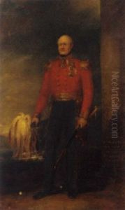 Portrait Of General Sir Arthur Clifton In Uniform, Holding A Plumed Hat In His Right Hand And A Sword In His Left, In A Landscape