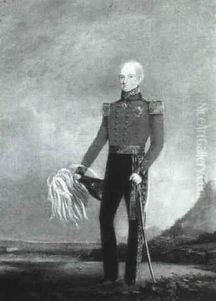 Portrait Of Sir Colin Campbell, Standing Full Length In Staff Officer's Uniform Before A Coastal Landscape - view 1