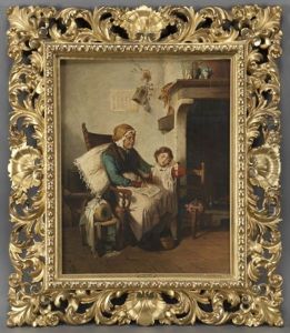 Woman And Child On Canvas by Pietro Saltini