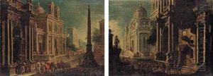 Elegant Figures In An Architectural Landscape by Alessandro Salucci