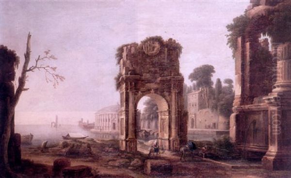 The Rest On The Flight Into Egypt Amid A Capriccio Of Roman Ruins With The Arch Of Titus - view 1