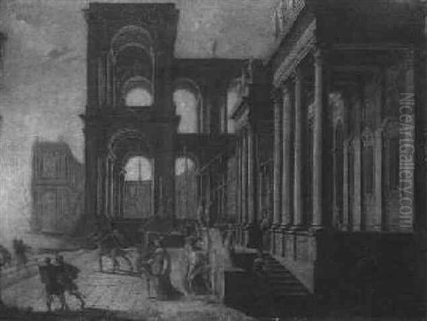 A Capriccio Of Classical Buildings With The Departure Of Helen Of Troy - view 1