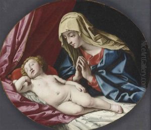 The Madonna Adoring The Sleeping Christ Child by Giovanni Battiata Salvi, Il Sassoferrato