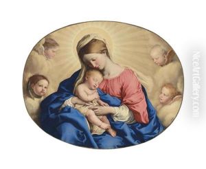 The Madonna And Child With Angels by Giovanni Battiata Salvi, Il Sassoferrato