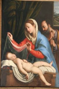 La Vierge Et Joseph Veillant L'enfant Jesus Endormi by Giovanni Battiata Salvi, Il Sassoferrato