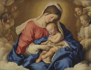 The Madonna And Child In Glory by Giovanni Battiata Salvi, Il Sassoferrato