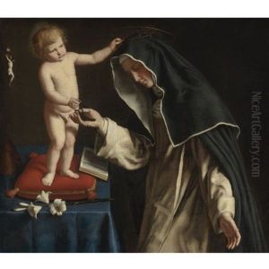St. Catherine Of Siena Receiving The Crown Of Thorns From The Christ Child by Giovanni Battiata Salvi, Il Sassoferrato