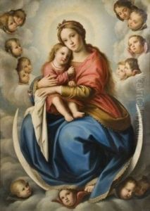 Vierge A L'enfant Dans Une Nuee D'angelots by Giovanni Battiata Salvi, Il Sassoferrato