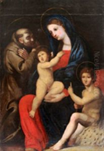 Madonna Mit Kind, Johannes Dem Taufer Und Franziskus Von Assisi by Giovanni Battiata Salvi, Il Sassoferrato