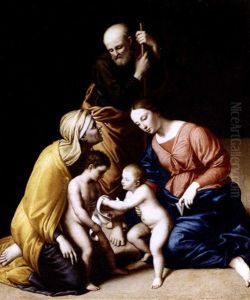 The Holy Family With The Infant Saint John The Baptist And Saint Elizabeth by Giovanni Battiata Salvi, Il Sassoferrato