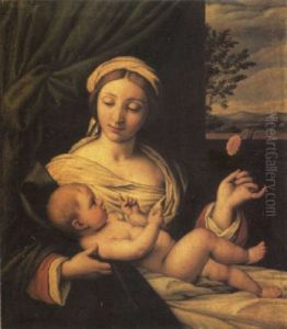 The Madonna Of The Rose by Giovanni Battiata Salvi, Il Sassoferrato
