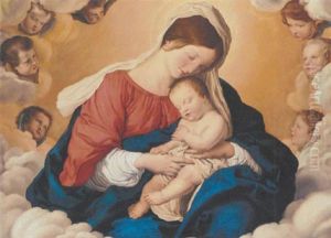 The Madonna And Child In Glory by Giovanni Battiata Salvi, Il Sassoferrato